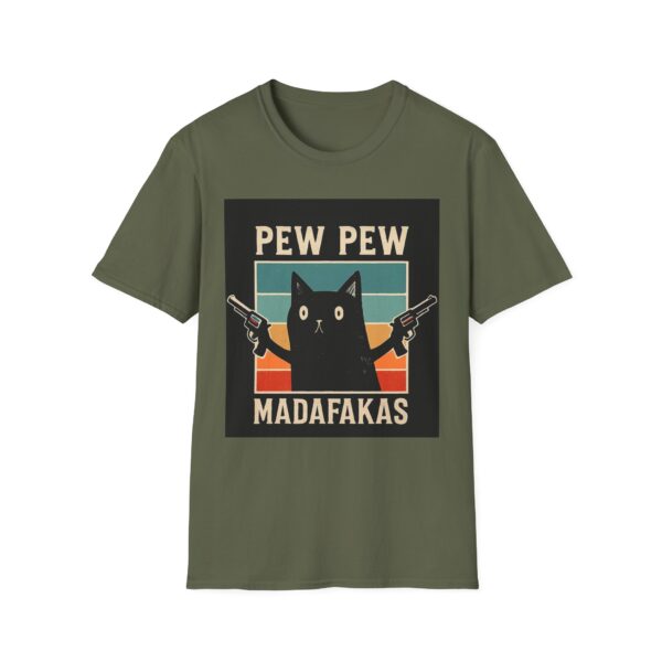 Cat Lover Unisex Softstyle T-Shirt, 2nd Amendment Playful Kitty Tee, Funny Gun Rights Men's Women's Shirt, Patriotic Feline Graphic Tee, - Image 5
