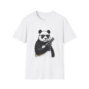 Cool Panda Graphic Tee, Unisex Softstyle T-Shirt, Cute Animal Shirt, Fun Gift for Nature Lovers, Summer Casual Wear, Playful Apparel